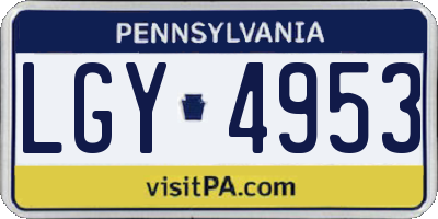 PA license plate LGY4953