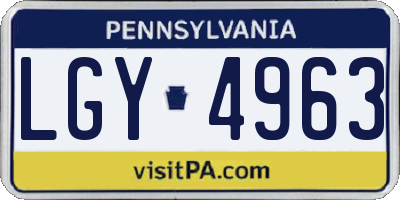 PA license plate LGY4963