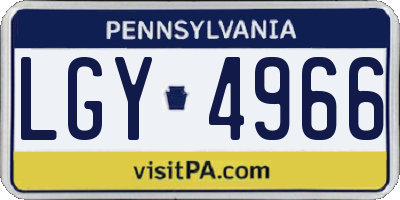 PA license plate LGY4966