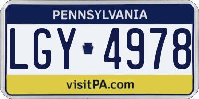 PA license plate LGY4978