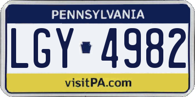 PA license plate LGY4982