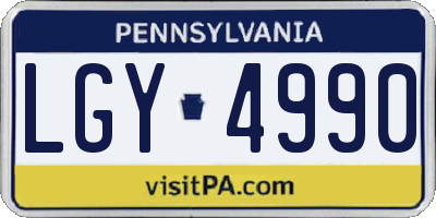 PA license plate LGY4990