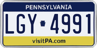 PA license plate LGY4991