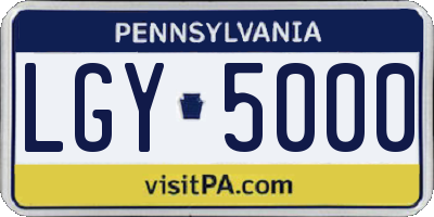 PA license plate LGY5000