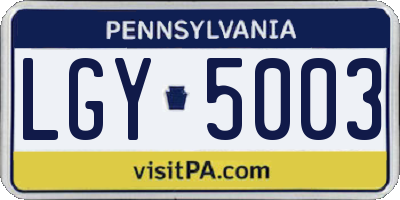 PA license plate LGY5003
