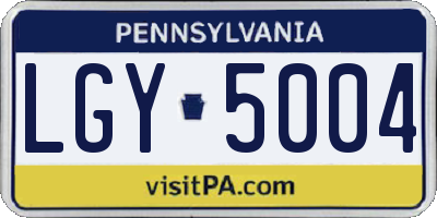 PA license plate LGY5004