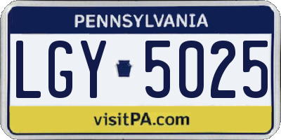 PA license plate LGY5025