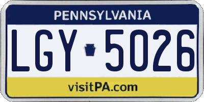 PA license plate LGY5026