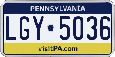 PA license plate LGY5036