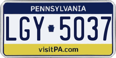 PA license plate LGY5037