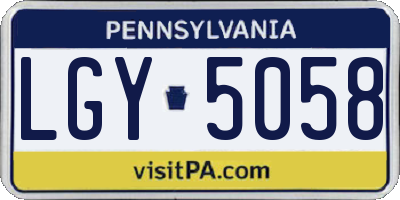 PA license plate LGY5058