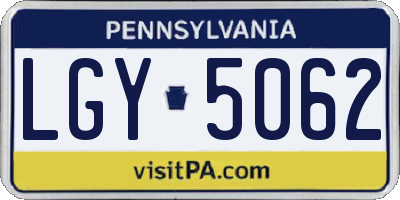 PA license plate LGY5062