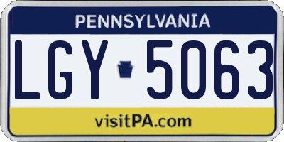 PA license plate LGY5063