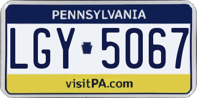 PA license plate LGY5067