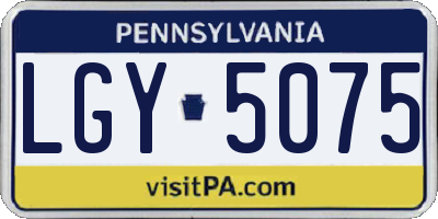 PA license plate LGY5075