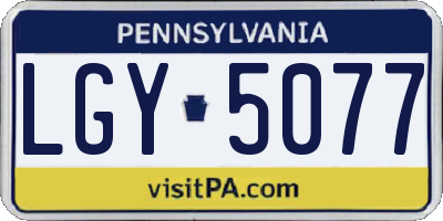 PA license plate LGY5077