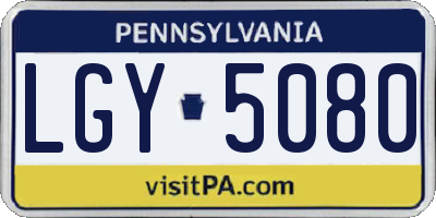 PA license plate LGY5080
