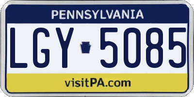 PA license plate LGY5085