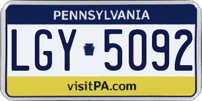 PA license plate LGY5092