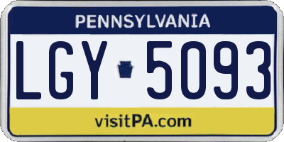 PA license plate LGY5093