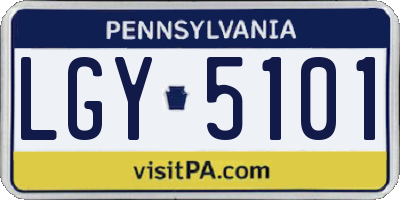 PA license plate LGY5101