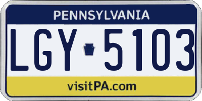 PA license plate LGY5103