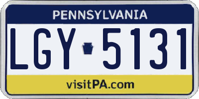 PA license plate LGY5131