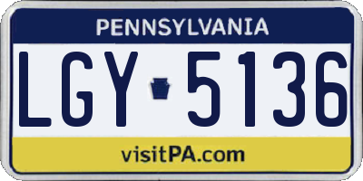 PA license plate LGY5136