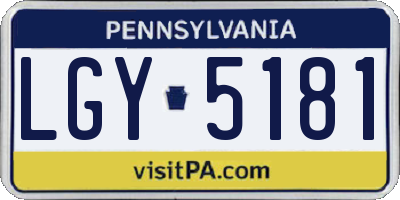 PA license plate LGY5181