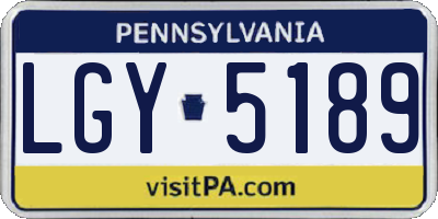 PA license plate LGY5189