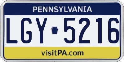 PA license plate LGY5216