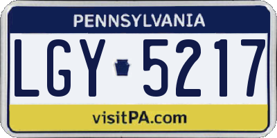 PA license plate LGY5217
