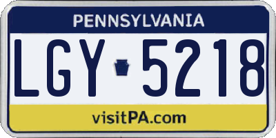 PA license plate LGY5218