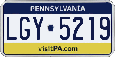 PA license plate LGY5219