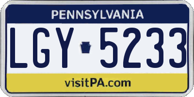 PA license plate LGY5233