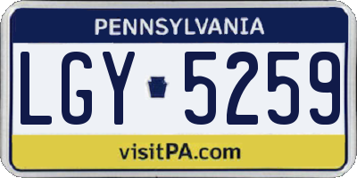 PA license plate LGY5259