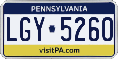 PA license plate LGY5260