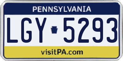 PA license plate LGY5293