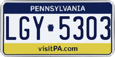 PA license plate LGY5303
