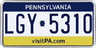 PA license plate LGY5310