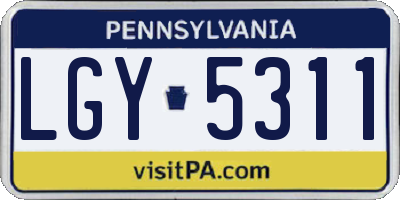 PA license plate LGY5311