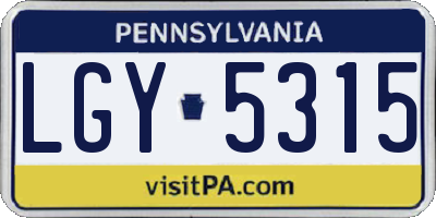 PA license plate LGY5315