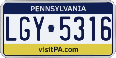 PA license plate LGY5316