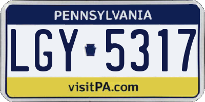 PA license plate LGY5317