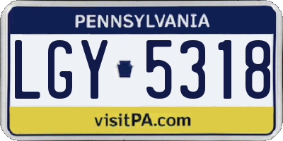 PA license plate LGY5318