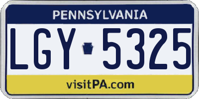 PA license plate LGY5325