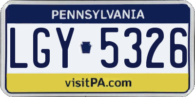 PA license plate LGY5326