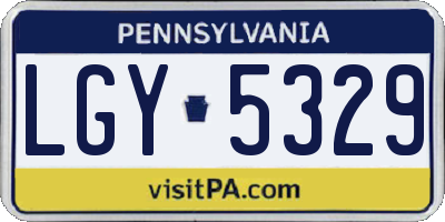 PA license plate LGY5329