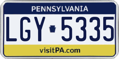 PA license plate LGY5335