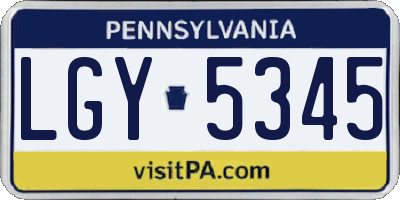 PA license plate LGY5345